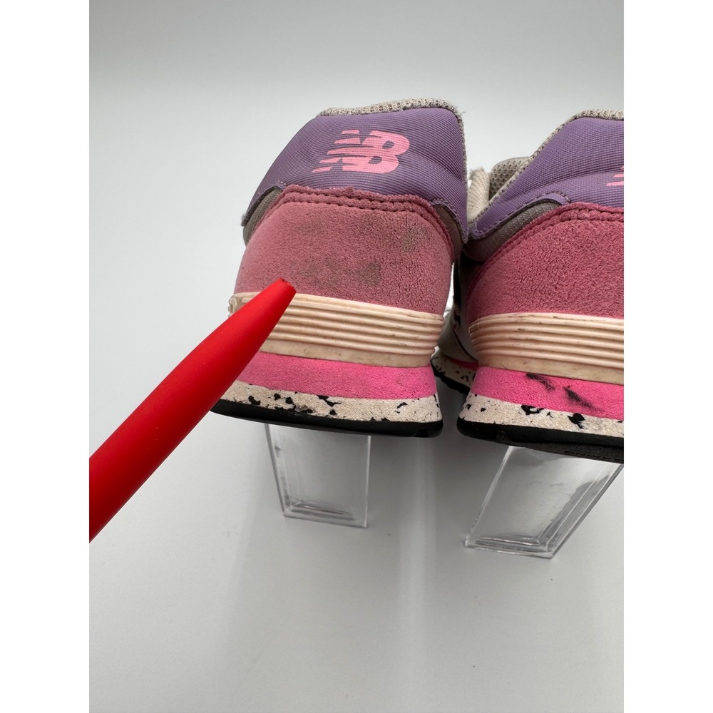 New Balance 515 Kids Sneakers Grey Pink Purple Speckled Midsole Athletic Shoes - Picture 6 of 16